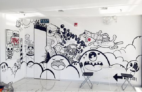 监利手绘墙并非传统涂鸦。